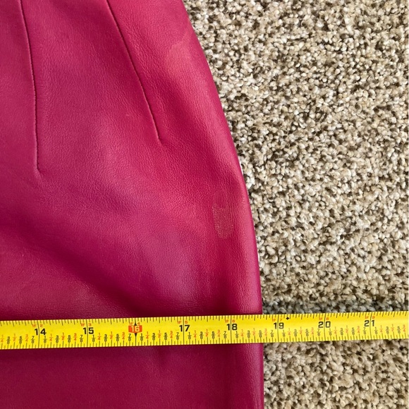 80s vintage pink leather skirt stretch waist genuine, leather skirt - Picture 7 of 9